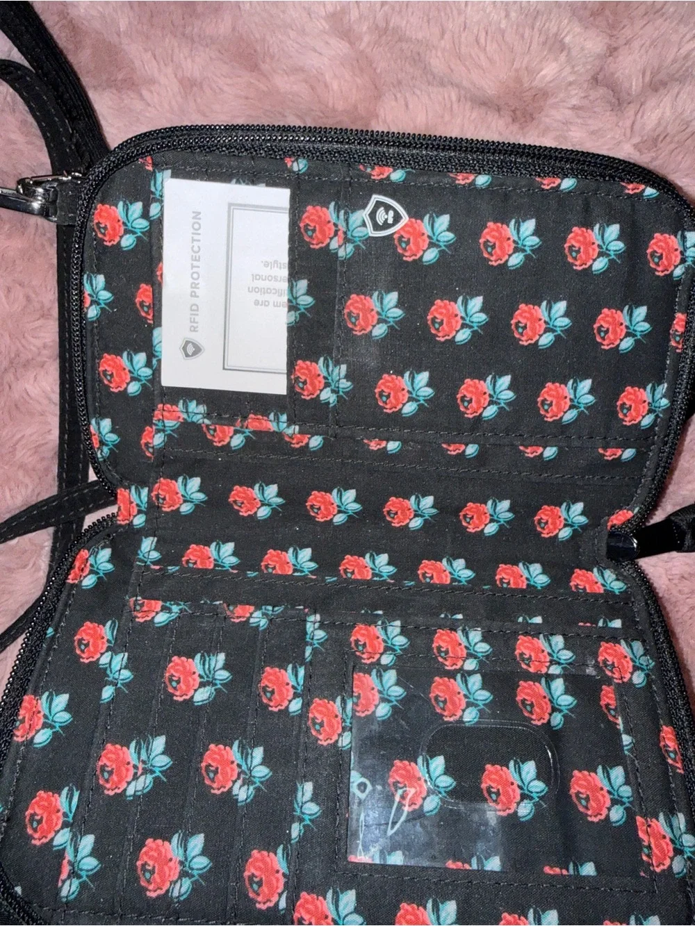 Vera Bradley Black Quilted Crossbody Wallet